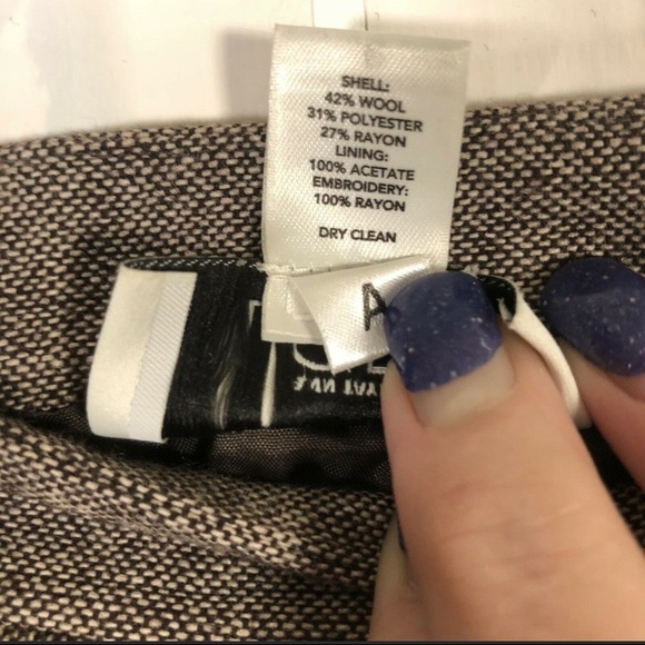 Loft A Line Skirt Ladies 10 Brown Wool Blend Decorative Stitching No Pockets - Picture 4 of 8